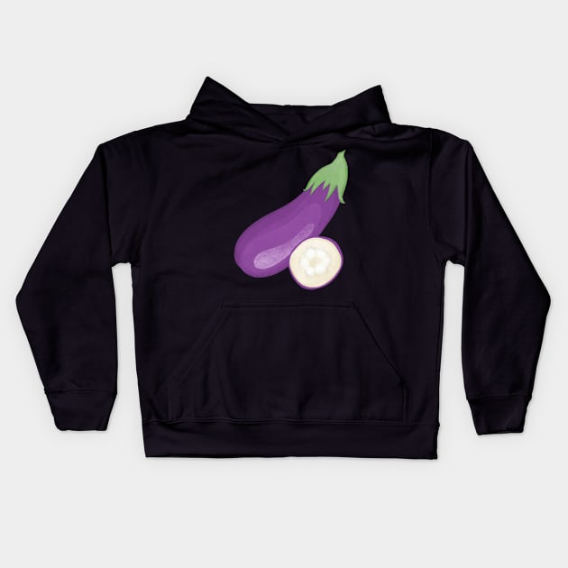 Eggplant Veggie Sticker Kids Hoodie by ColorsHappiness